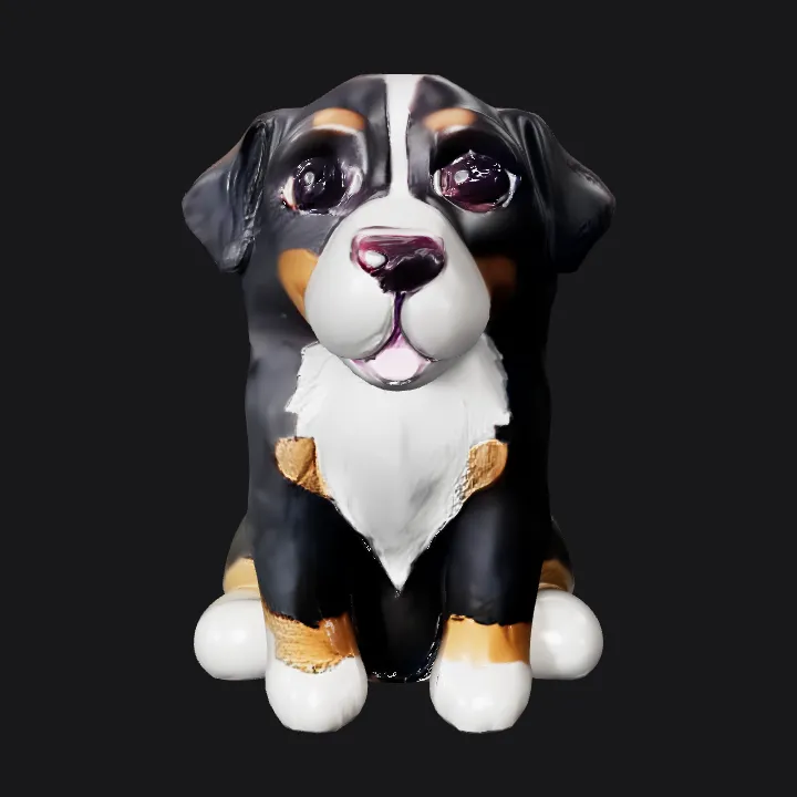 Small dog figurine sitting. simple geometry, character, symmetric geometry.