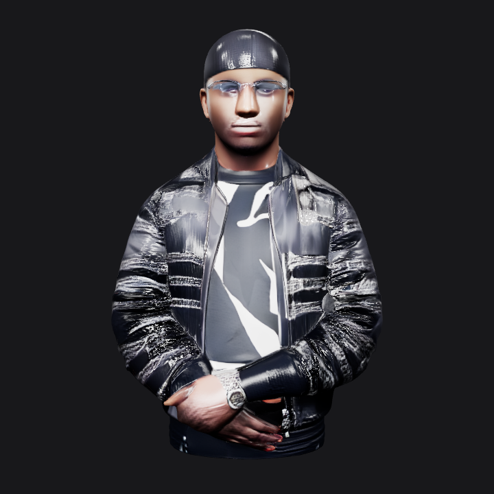 Man standing in casual clothing. smooth edges, complex geometry, character.