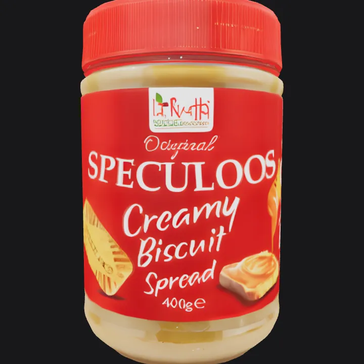 jar of creamy biscuit spread. smooth edges, simple geometry, symmetric geometry.