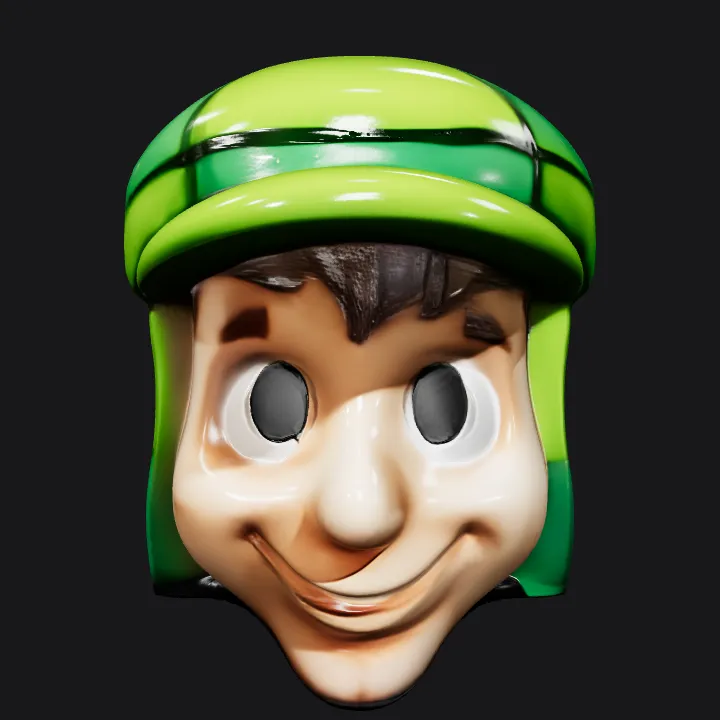 Green mushroom-shaped toy with grid pattern. smooth edges, simple geometry, symmetric geometry.