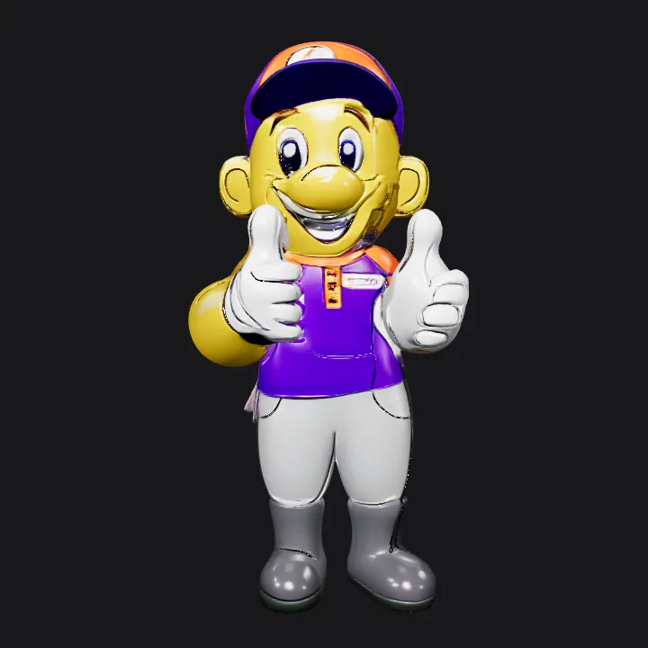 Cartoon delivery worker character mascot. simple geometry, game-ready, character.