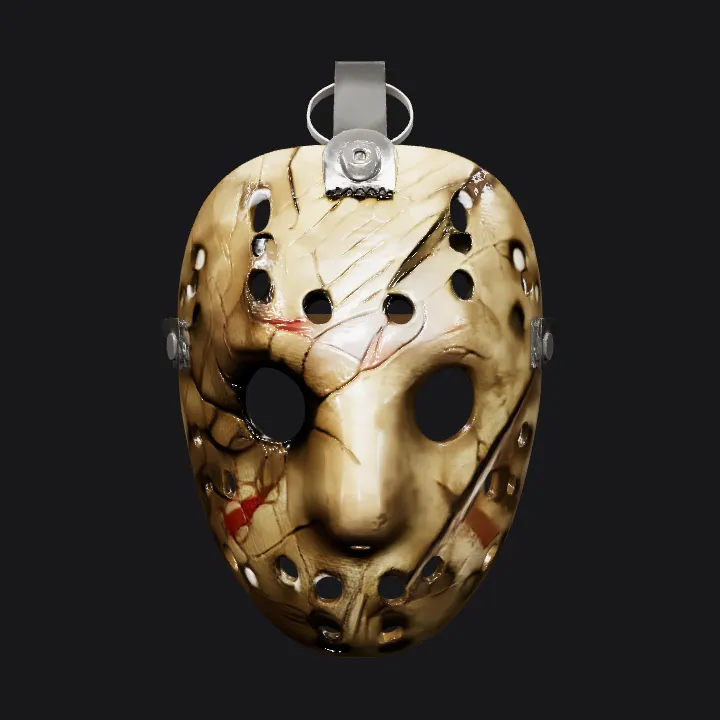 worn wooden hockey mask with straps. smooth edges, simple geometry, symmetric geometry.