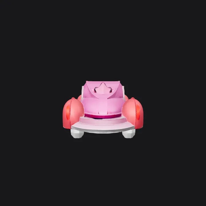 pink cartoon car with heart design. smooth edges, simple geometry, symmetric geometry.