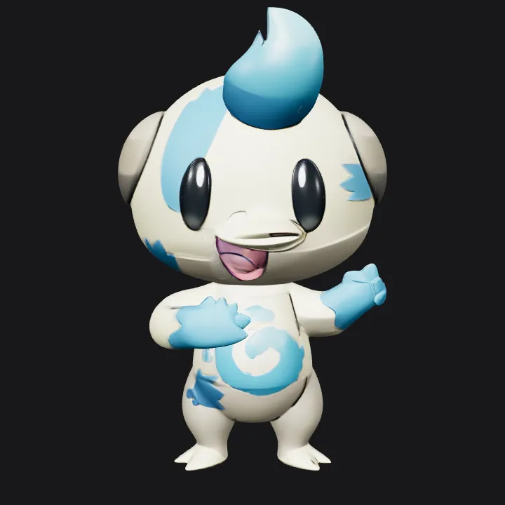 Cartoon animal character waving. smooth edges, simple geometry, game-ready, character.