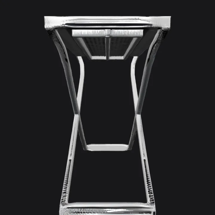 Metal folding luggage rack. sharp edges, simple geometry, symmetric geometry.