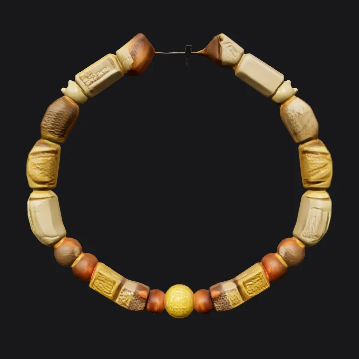 Ancient beaded bracelet with gold and stones. smooth edges, complex geometry.
