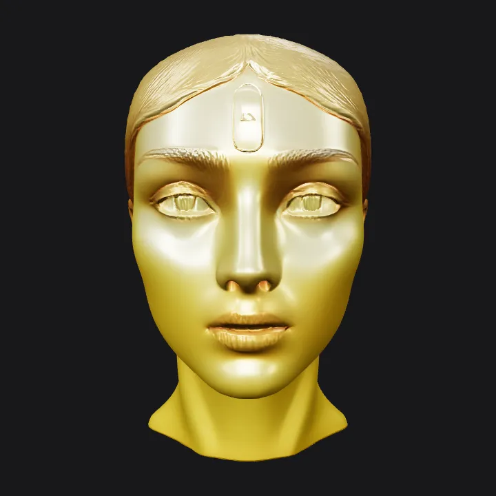 bust of a human head and neck. smooth edges, simple geometry, character, symmetric geometry.