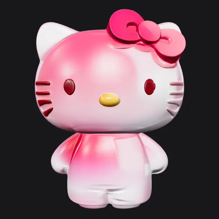 Hello Kitty toy figure. smooth edges, simple geometry, game-ready, character, symmetric geometry.