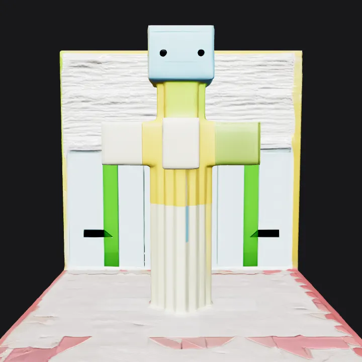 L-shaped object or block diagram. sharp edges, simple geometry, game-ready.