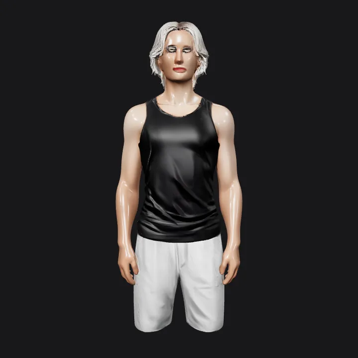 standing person in casual clothing. simple geometry, character.