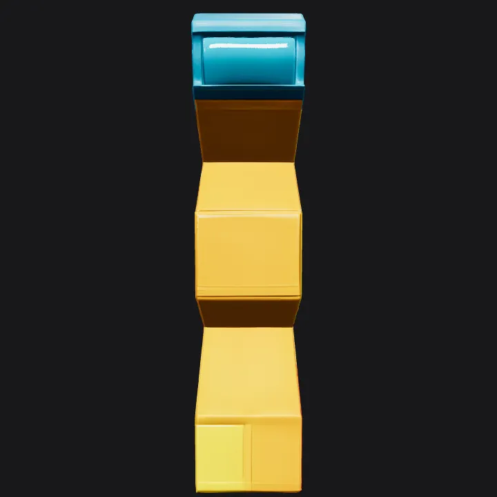 Abstract zigzag geometric shape with colored blocks. sharp edges, simple geometry.