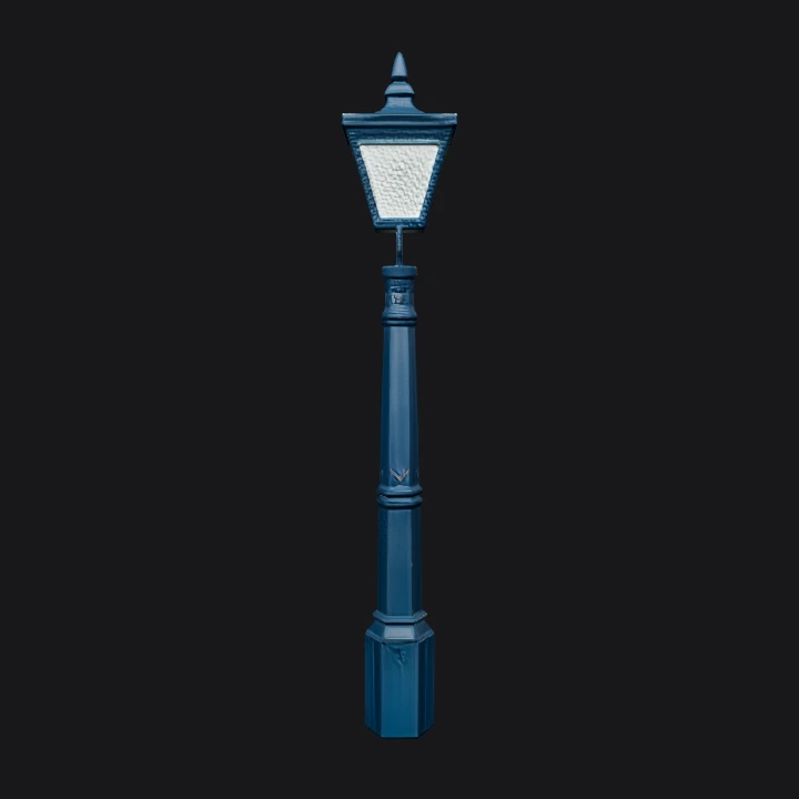 classic street lamp post. sharp edges, simple geometry, symmetric geometry.