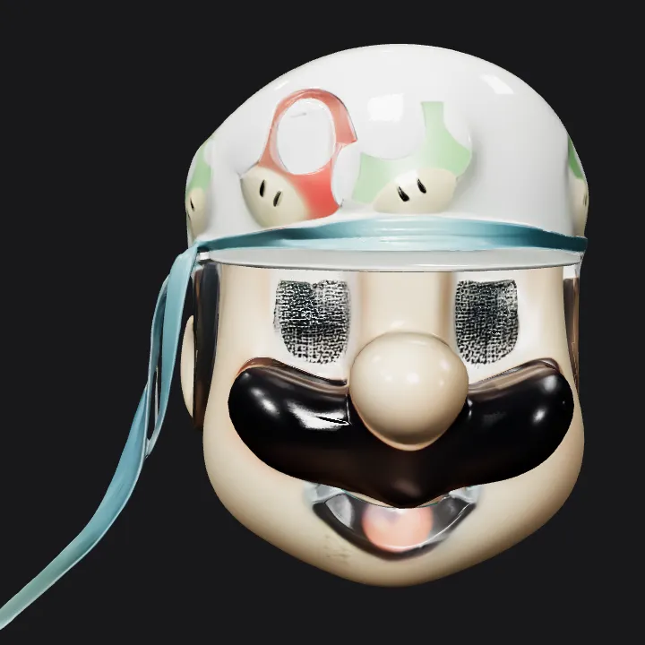 Person wearing a white helmet. smooth edges, complex geometry, character.