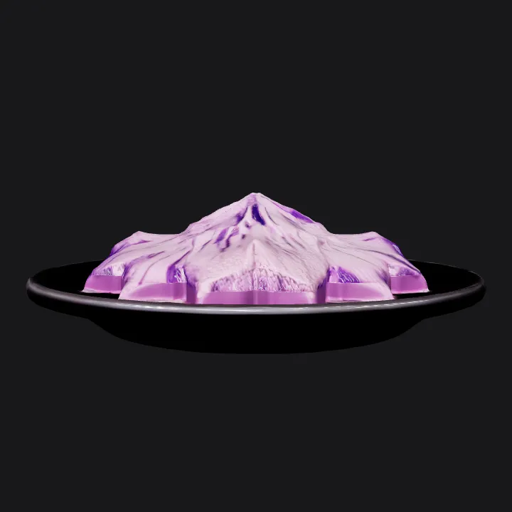 Purple mashed potatoes on a plate. smooth edges, simple geometry.