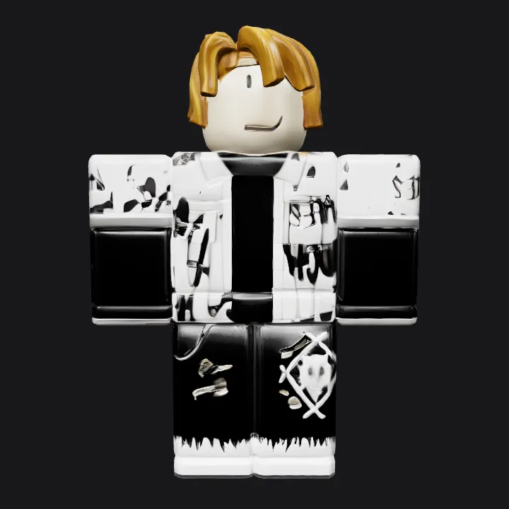 blocky avatar with brown hair and sportswear. simple geometry, smooth edges, game-ready, character, symmetric geometry.