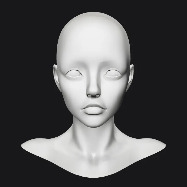 3D model of a human head. smooth edges, complex geometry, character, symmetric geometry.