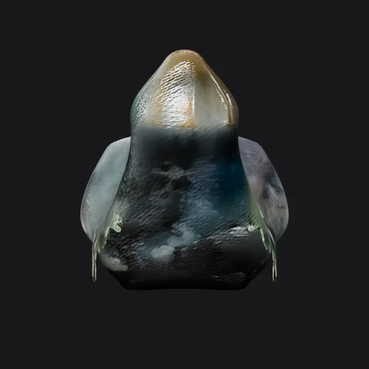 Large boulder with rough surface. complex geometry, sharp edges.