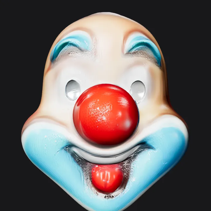 Clown face mask. smooth edges, simple geometry, character, symmetric geometry.