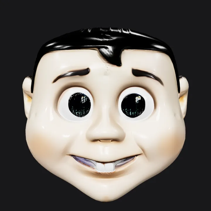 side view of cartoon boy's head. smooth edges, simple geometry, character, symmetric geometry.