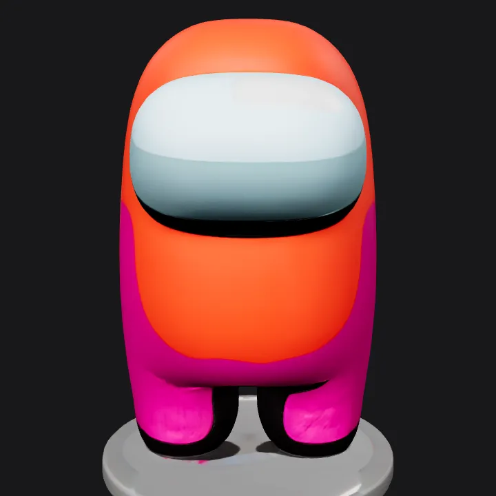 Among Us crewmate cartoon character. smooth edges, simple geometry, game-ready, character, symmetric geometry.