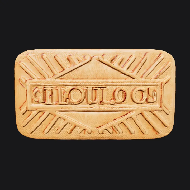 Rectangular speculoos cookie with patterns. sharp edges, simple geometry, symmetric geometry.