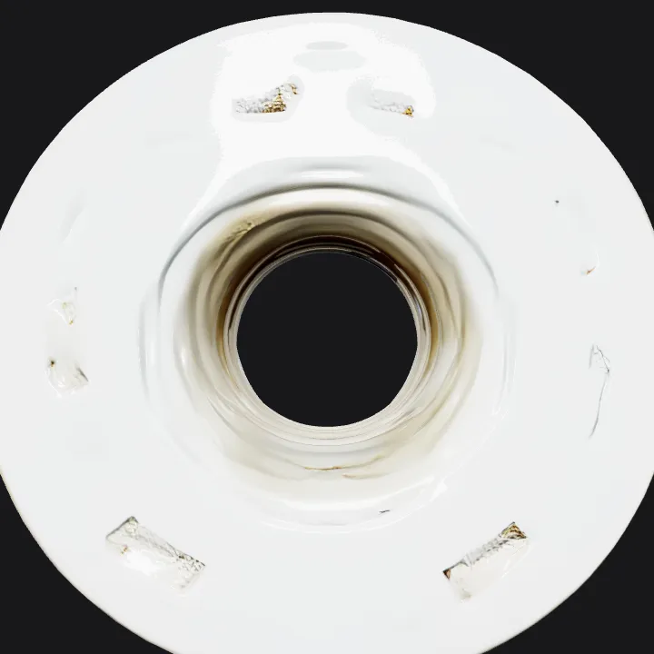 Small plastic nut on wooden surface. sharp edges, simple geometry, game-ready, symmetric geometry.