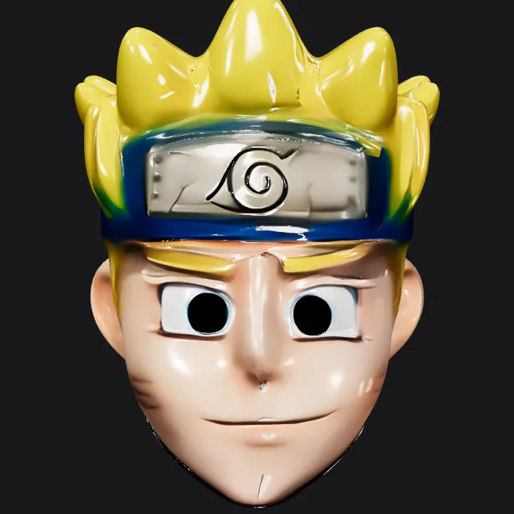 Anime character head-shaped mask. smooth edges, complex geometry, character, symmetric geometry.