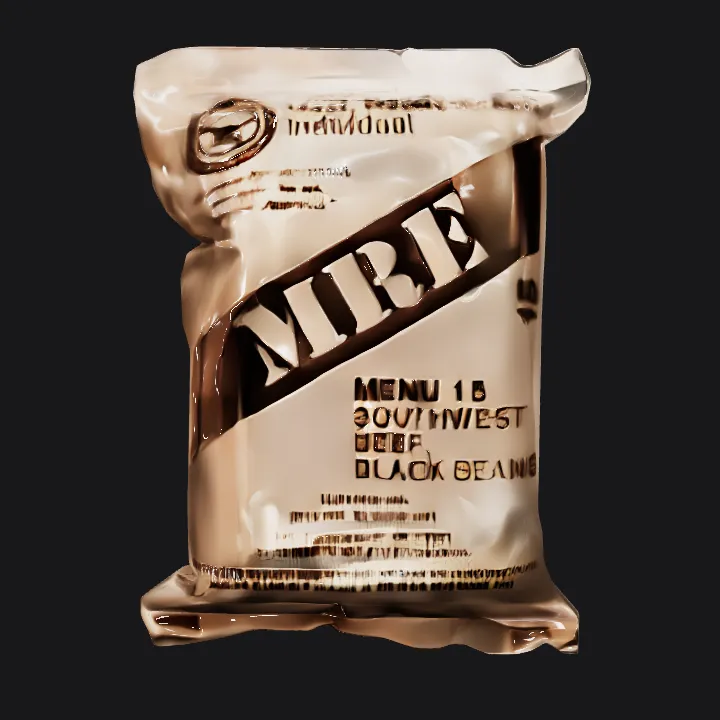 Package of military MRE food. smooth edges, simple geometry, symmetric geometry.