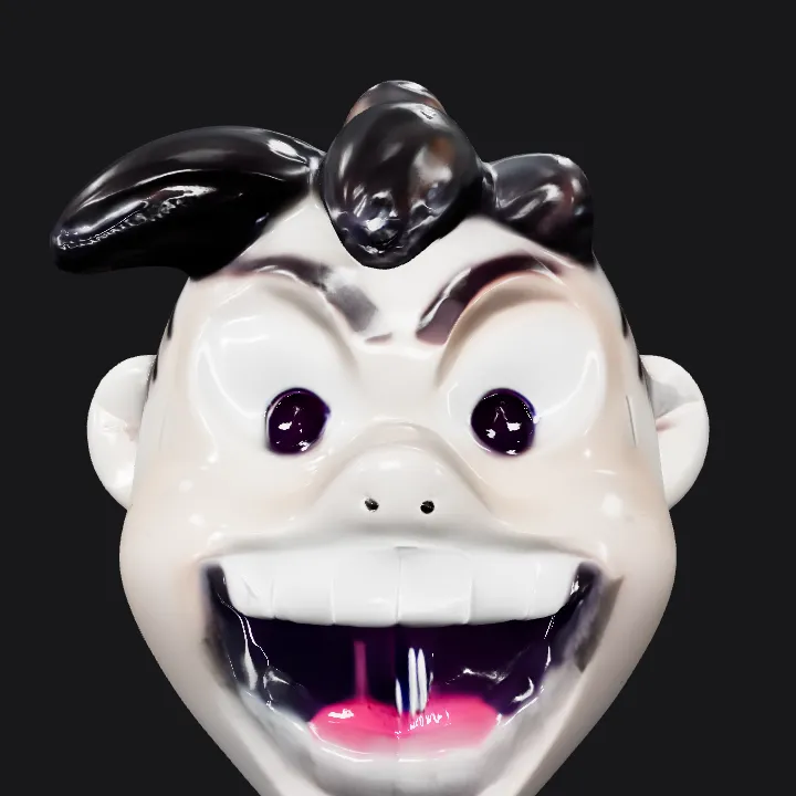 Anime boy head figurine. smooth edges, simple geometry, character.