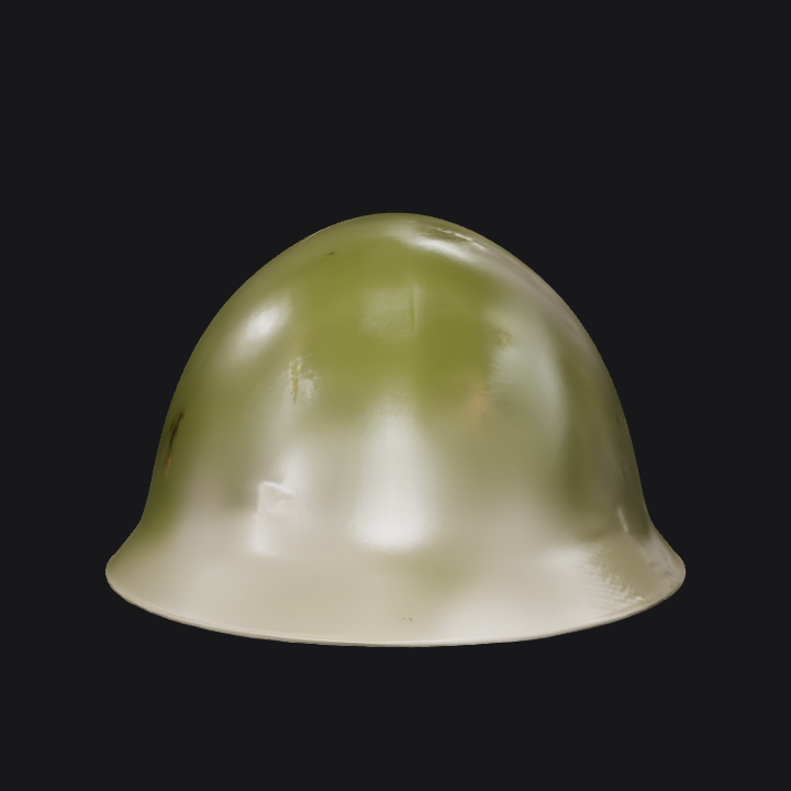 Green military helmet. smooth edges, simple geometry, symmetric geometry.