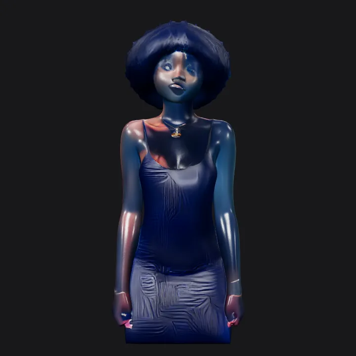 Woman posing in a dress. complex geometry, character.