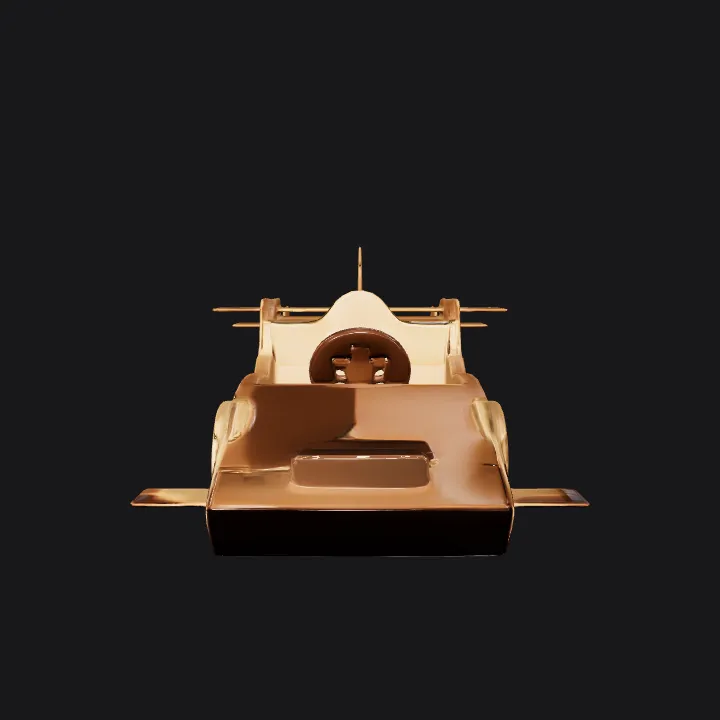 Cardboard race car model. sharp edges, simple geometry, symmetric geometry.