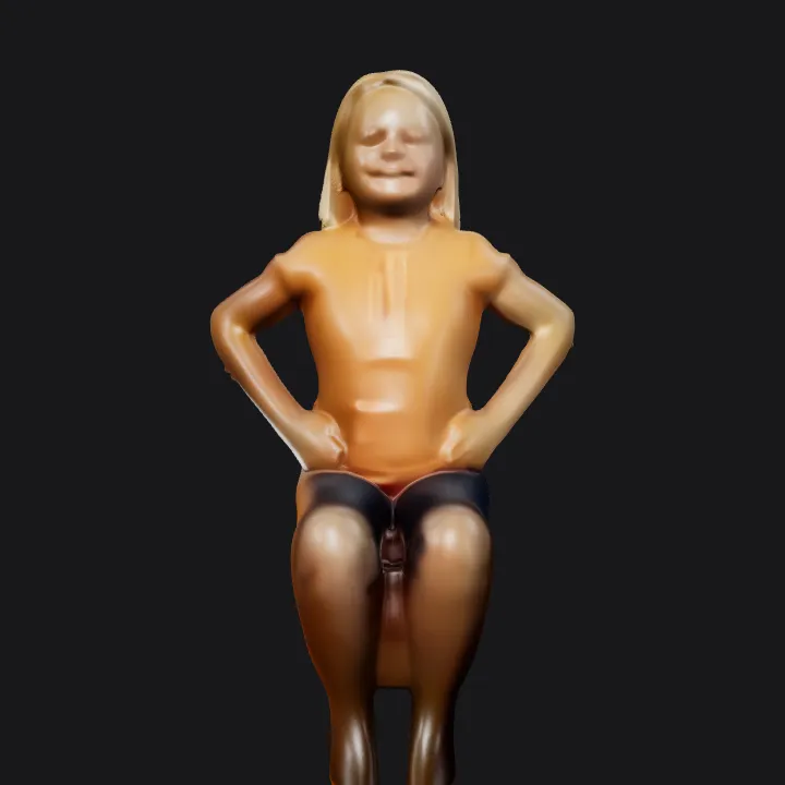 child sitting on a chair. smooth edges, complex geometry, character, symmetric geometry.