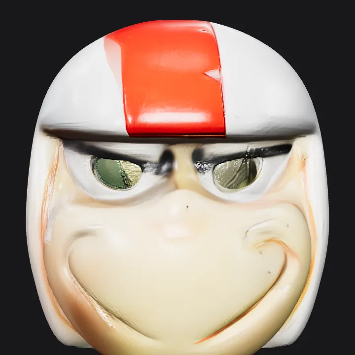 White ball with red vertical stripe. smooth edges, simple geometry, symmetric geometry.