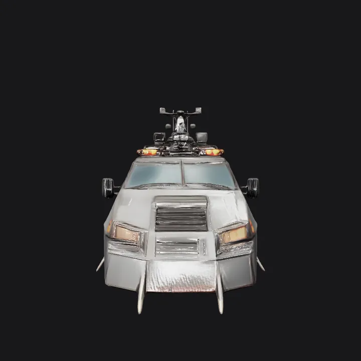 armored storm chasing vehicle on road. sharp edges, complex geometry, game-ready, symmetric geometry.
