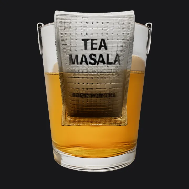 A glass of tea with tea bag. smooth edges, simple geometry, symmetric geometry.