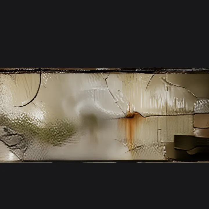 Abandoned underground room with debris. complex geometry, sharp edges.