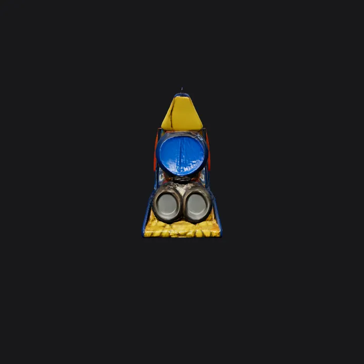 futuristic double-barreled toy blaster. sharp edges, complex geometry, game-ready, symmetric geometry.