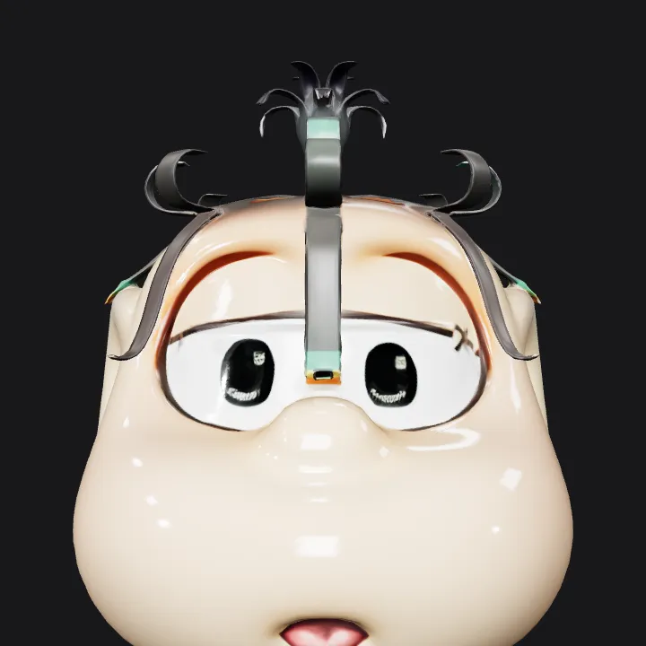 Side view of a cartoonish baby head. smooth edges, simple geometry, character.