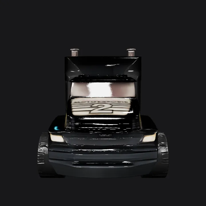 Toy motorsports truck cab. smooth edges, simple geometry, symmetric geometry.
