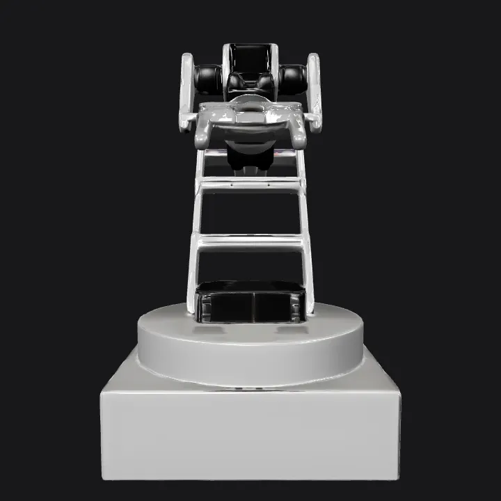 industrial robotic arm on a platform. sharp edges, complex geometry, game-ready.