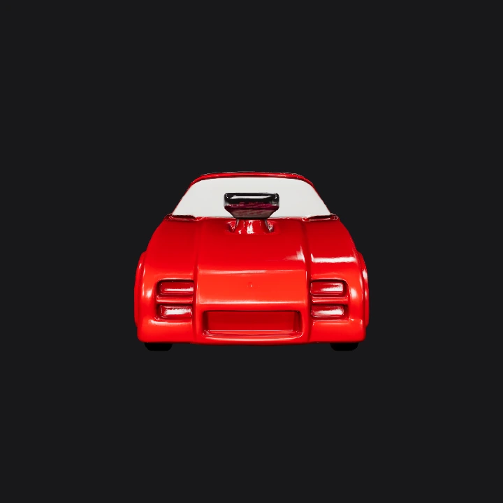 toy red race car with large wheels. smooth edges, simple geometry, game-ready, symmetric geometry.