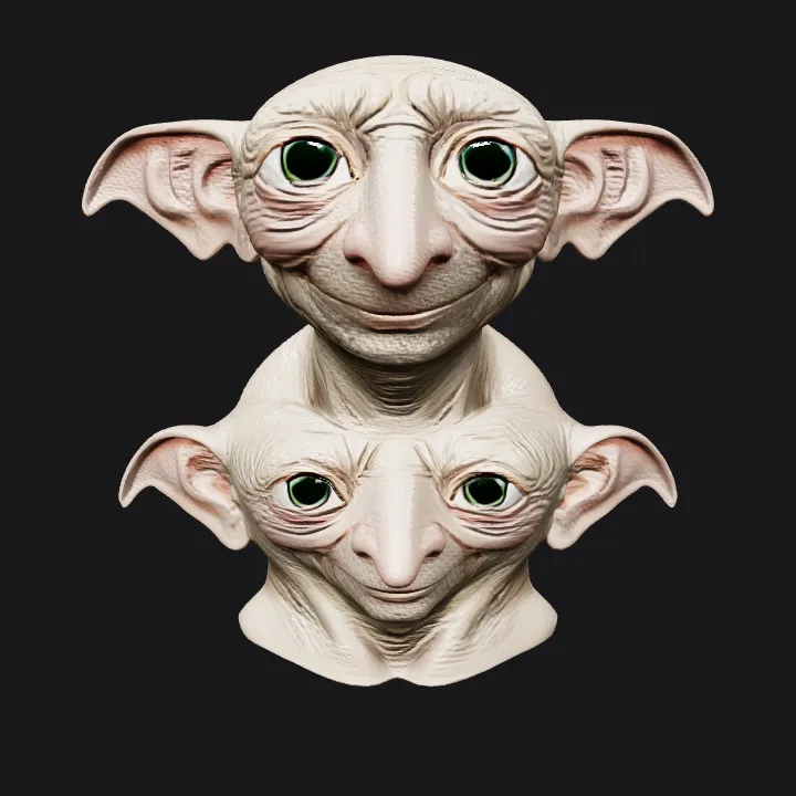 Male humanoid head with large ears. smooth edges, complex geometry, character, symmetric geometry.