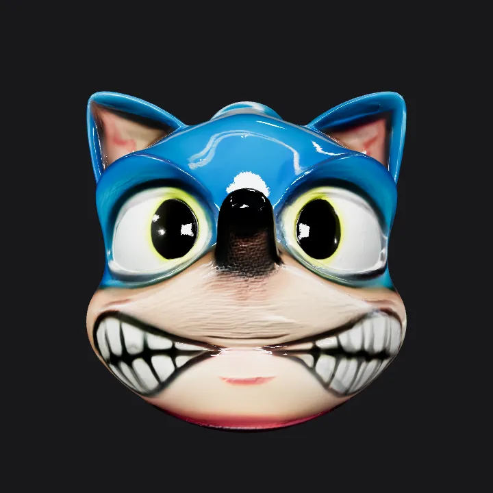 Sonic the Hedgehog face mask. smooth edges, simple geometry, character, symmetric geometry.