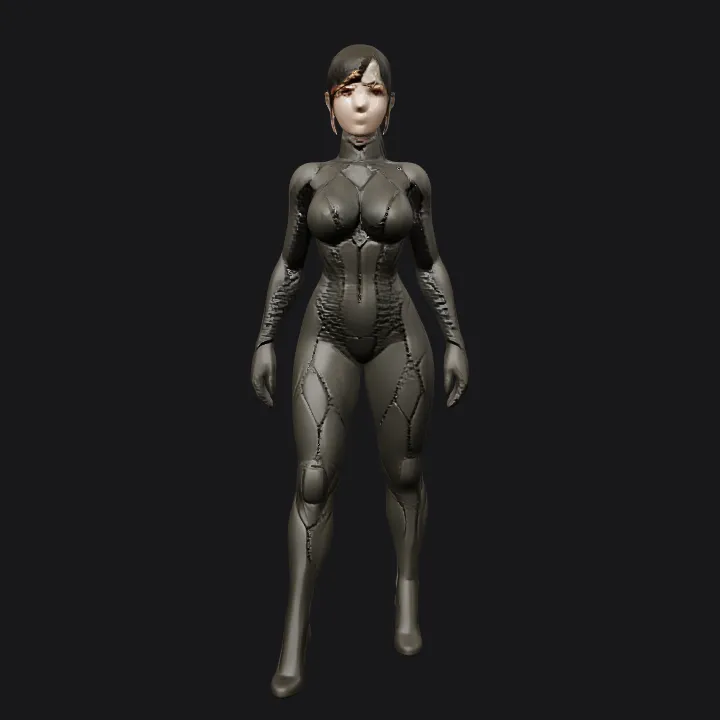 female human body model in heels. smooth edges, complex geometry, character, symmetric geometry.