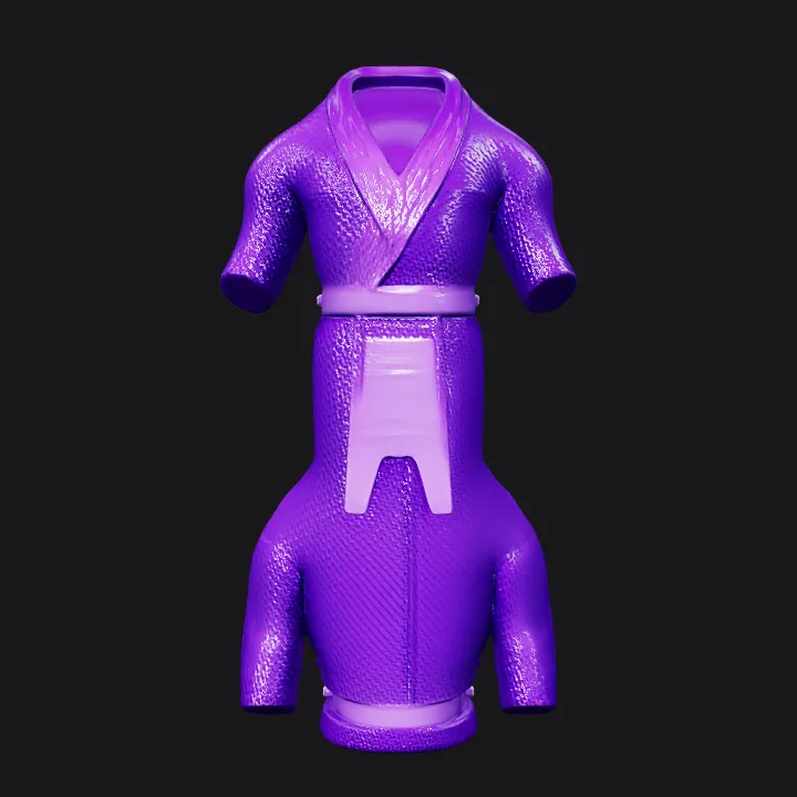 purple martial arts gi uniform top. smooth edges, complex geometry, symmetric geometry.