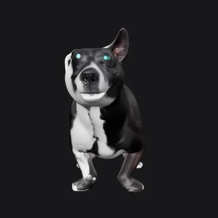 A black and white dog. smooth edges, complex geometry, character.