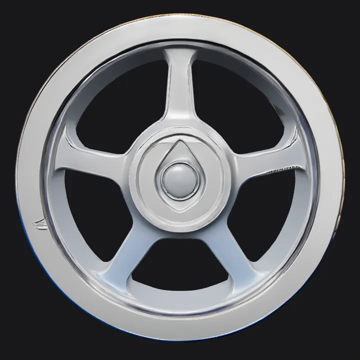 Black mechanical wheel or pulley. smooth edges, sharp edges, simple geometry, symmetric geometry.