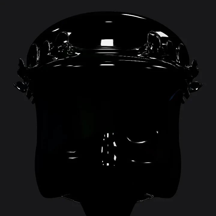 Green decorative plastic object with colorful frills. smooth edges, simple geometry, symmetric geometry.