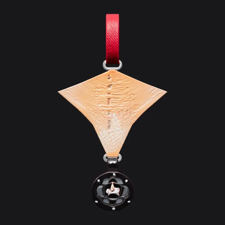 Ace Field Award medal with ribbon. sharp edges, complex geometry, symmetric geometry.